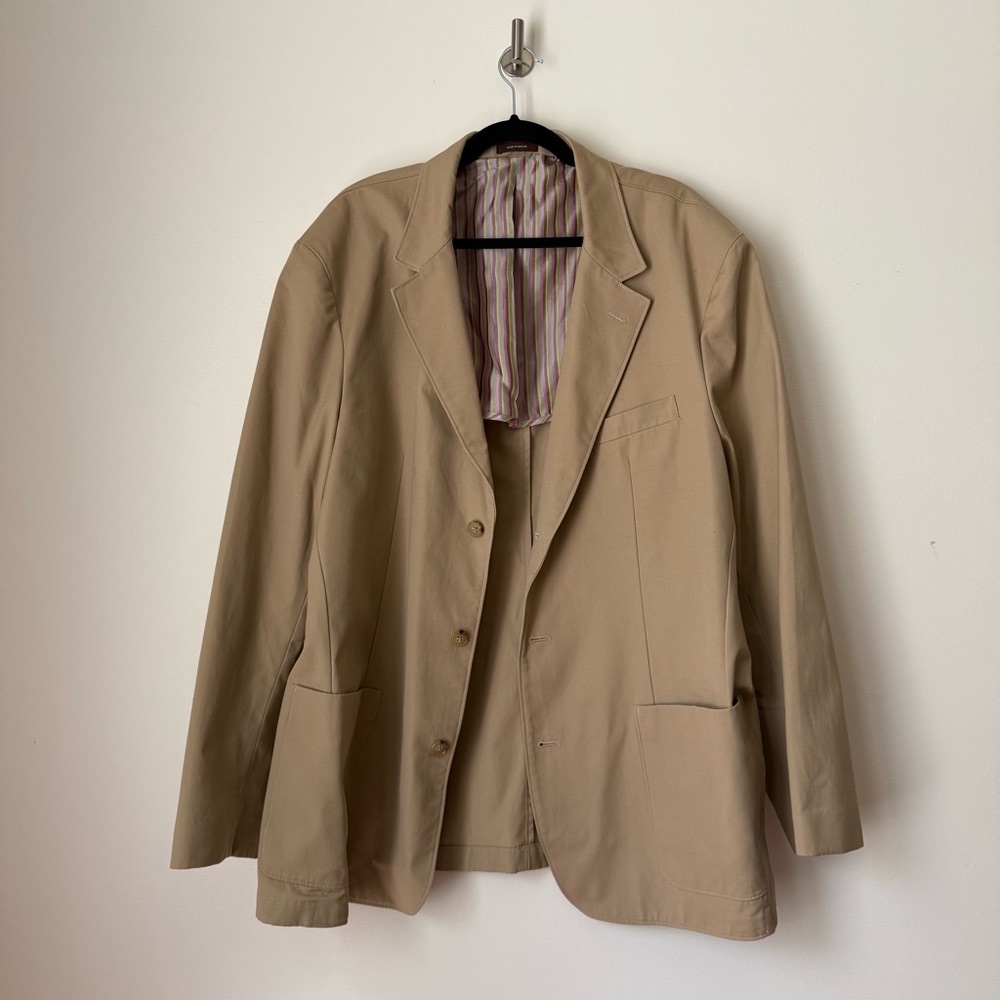 Nwot Tailorbyrd Signature Classic Beige Cotton Sport Coat, Size Xxl Tall